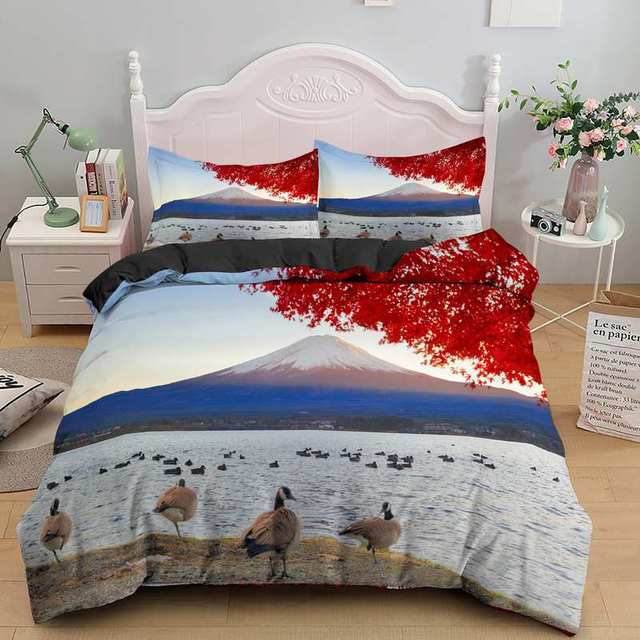 Wysokiej jakości miękka kołdra pokrywa z poduszką 3D moda cyfrowe drukowane dekoracje - wzór łóżko pojedyncze podwójne - Wianko - 21