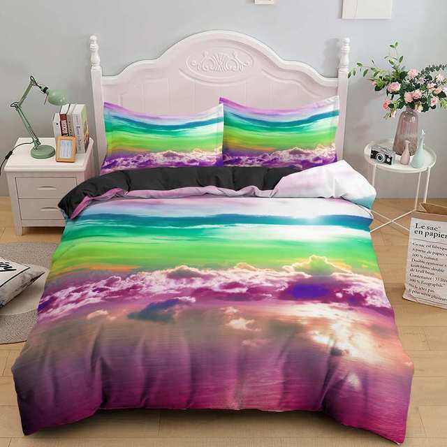 Wysokiej jakości miękka kołdra pokrywa z poduszką 3D moda cyfrowe drukowane dekoracje - wzór łóżko pojedyncze podwójne - Wianko - 19