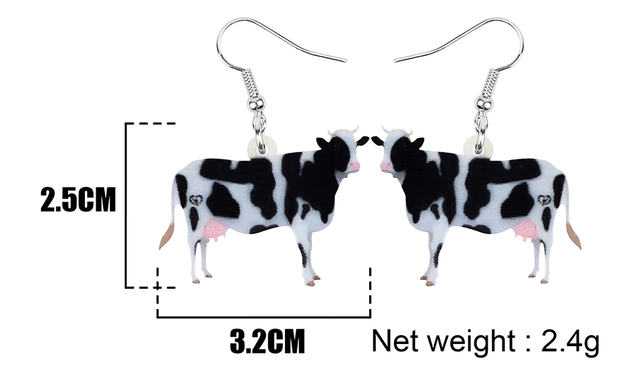 Kolczyki wiszące z akrylowym wizerunkiem bydła mlecznego - krowa Bonsny, trendy biżuteria dla kobiet i dziewcząt, prezenty na przyjęcia dziecięce - Wianko - 5