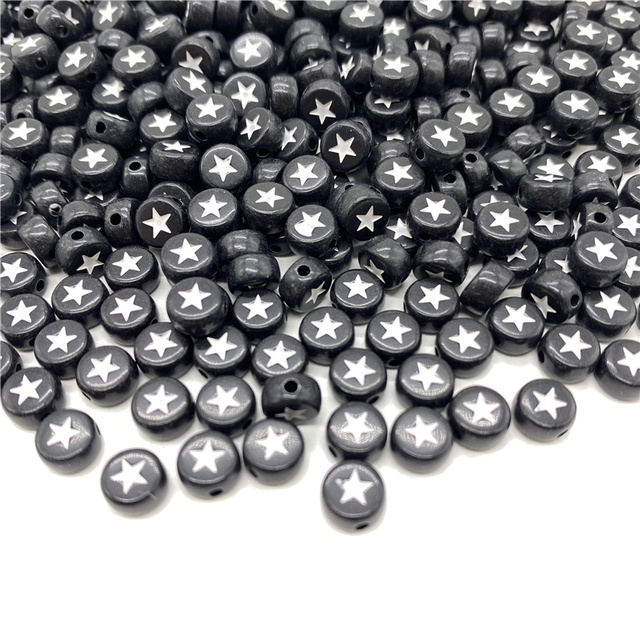 100 sztuk/partia Akrylowe koraliki okrągłego kształtu z pięcioramiennymi gwiazdami do tworzenia biżuterii - Wianko - 6