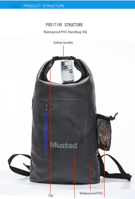 Plecak Mustad MB010 PCV - duży, wodoodporny, wielofunkcyjny - Wianko - 3