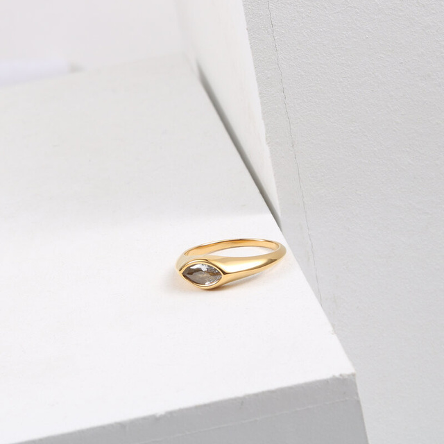 Pierścień ze stali nierdzewnej w nieregularnym złotym projekcie - biżuteria czeska 2021 dla kobiet - Wianko - 14