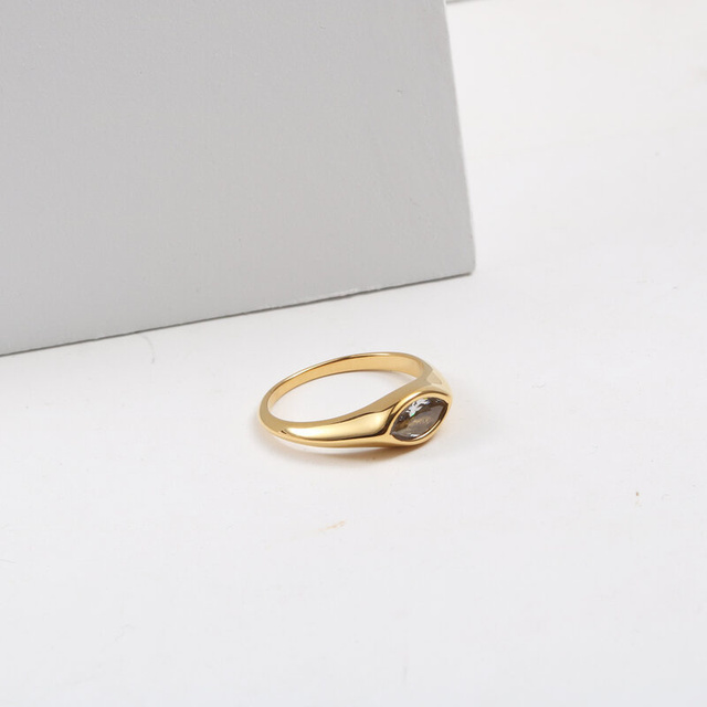 Pierścień ze stali nierdzewnej w nieregularnym złotym projekcie - biżuteria czeska 2021 dla kobiet - Wianko - 16