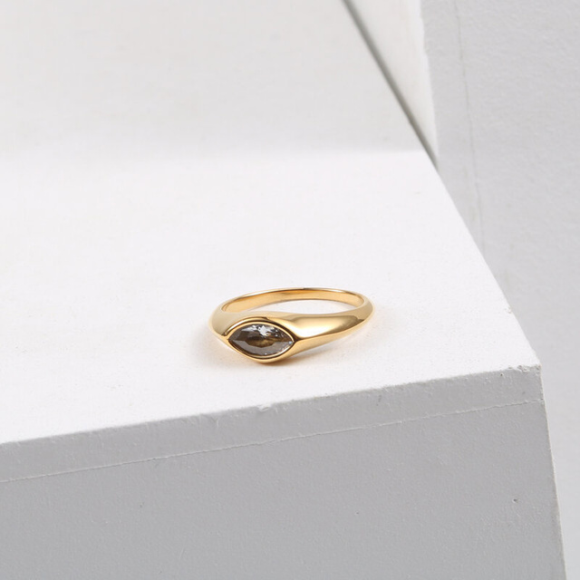 Pierścień ze stali nierdzewnej w nieregularnym złotym projekcie - biżuteria czeska 2021 dla kobiet - Wianko - 13