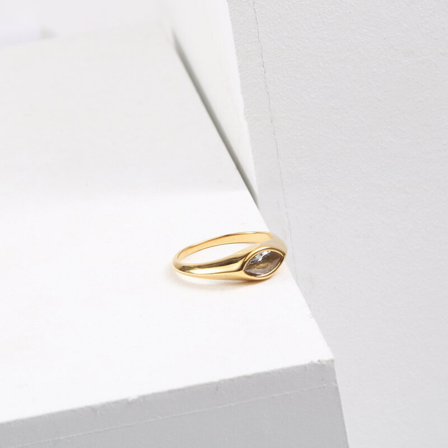 Pierścień ze stali nierdzewnej w nieregularnym złotym projekcie - biżuteria czeska 2021 dla kobiet - Wianko - 15