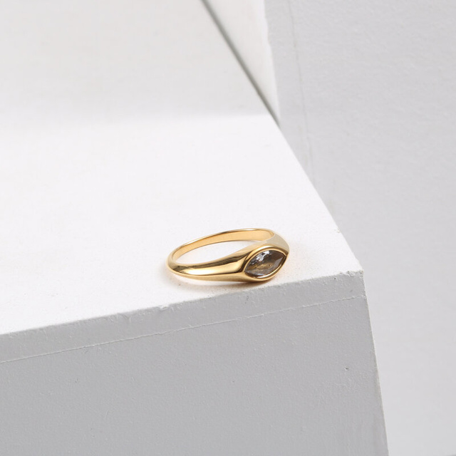 Pierścień ze stali nierdzewnej w nieregularnym złotym projekcie - biżuteria czeska 2021 dla kobiet - Wianko - 12