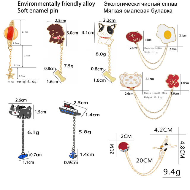 Broszka emaliowana z latającym żurawiem - moda balon zwierzęcy, dwie płatki, kość palmowa, kwiat makaron, królik astronauta - Wianko - 2