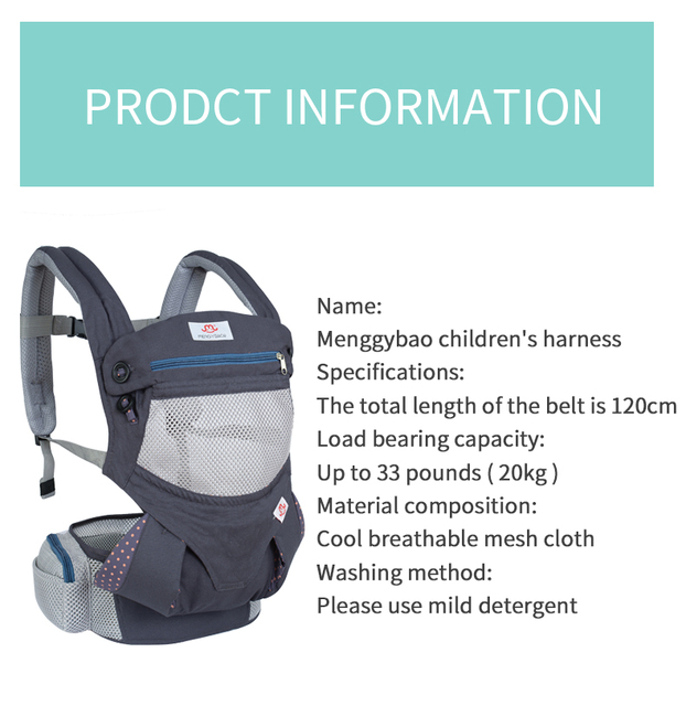 Nosidełko 360 ergonomiczne, oddychające, wykonane z organicznej bawełny - regulowane nosidełko dla dzieci w formie plecaka - Wianko - 18