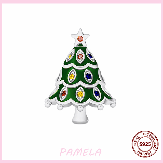 Srebrny koralik Pandora Pamela 925 łoś bożonarodzeniowy z świętym Mikołajem i urokiem śnieżynki - biżuteria DIY dla kobiet - Wianko - 7