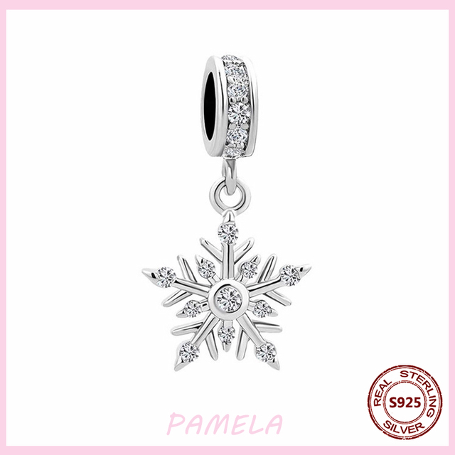 Srebrny koralik Pandora Pamela 925 łoś bożonarodzeniowy z świętym Mikołajem i urokiem śnieżynki - biżuteria DIY dla kobiet - Wianko - 5