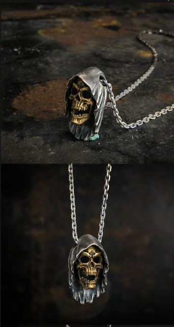 Pendentif moda męska Onlysda Charms ze złotą czaszką na stalowym łańcuchu - biżuteria antyczna na Halloween - Wianko - 31
