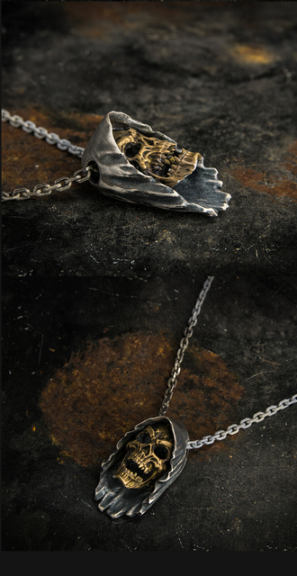 Pendentif moda męska Onlysda Charms ze złotą czaszką na stalowym łańcuchu - biżuteria antyczna na Halloween - Wianko - 32