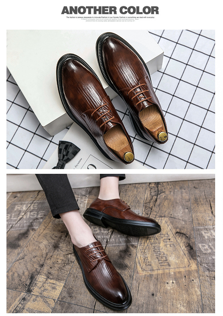 Męskie skórzane buty biznes w stylu retro, brytyjskie, formalne, jesienne, oddychające, modne, pasujące do wszystkich okazji - Wianko - 11