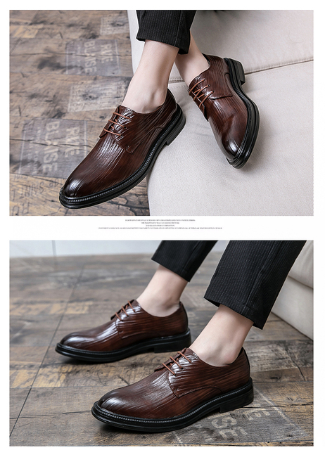 Męskie skórzane buty biznes w stylu retro, brytyjskie, formalne, jesienne, oddychające, modne, pasujące do wszystkich okazji - Wianko - 12