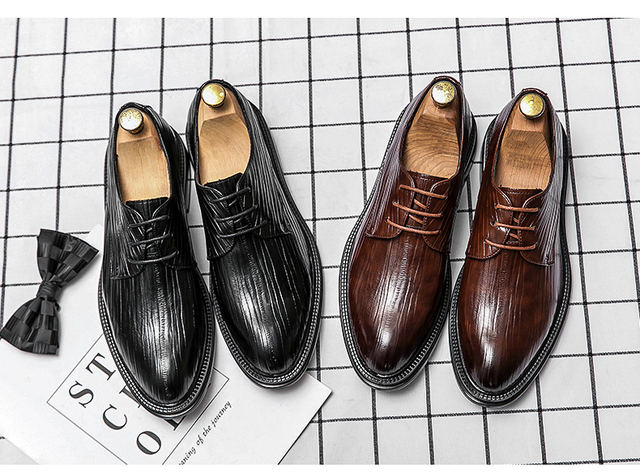 Męskie skórzane buty biznes w stylu retro, brytyjskie, formalne, jesienne, oddychające, modne, pasujące do wszystkich okazji - Wianko - 2