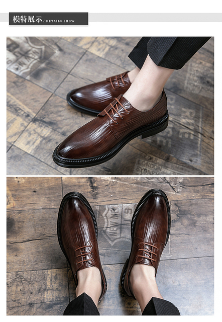 Męskie skórzane buty biznes w stylu retro, brytyjskie, formalne, jesienne, oddychające, modne, pasujące do wszystkich okazji - Wianko - 10