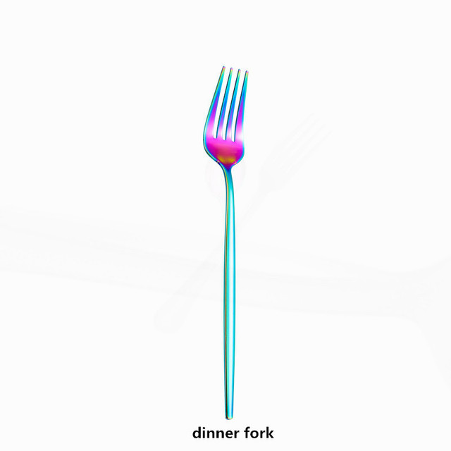 Naczynia obiadowe Rainbow: zestaw stalowej zastawy stołowej ze stali nierdzewnej - widelce, noże, łyżki, pałeczki - Wianko - 13