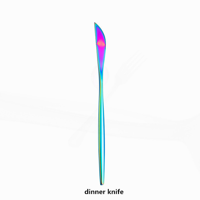 Naczynia obiadowe Rainbow: zestaw stalowej zastawy stołowej ze stali nierdzewnej - widelce, noże, łyżki, pałeczki - Wianko - 12