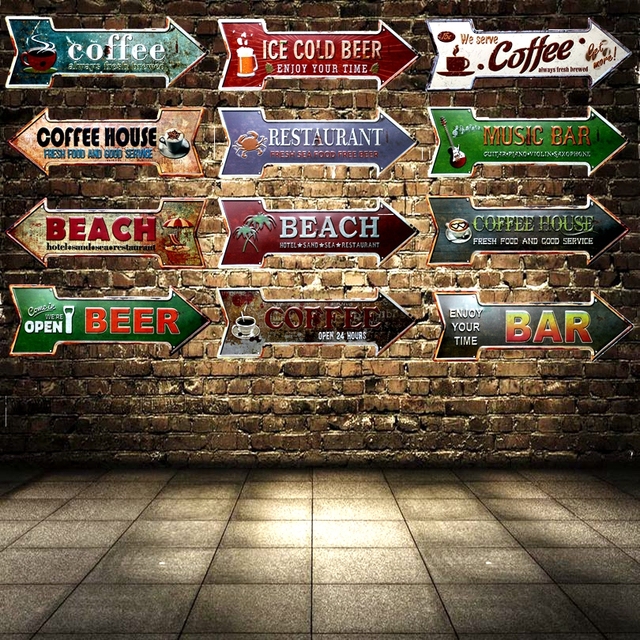 Tablica reklamowa metalowa Restauracja plaża na piwo do baru kawa do wystrój Pub na ścianę - Wianko - 33