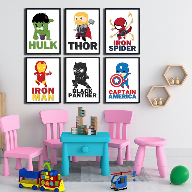 Obraz Marvel Cartoon Superhero Hulk Iron Man Kapitan Ameryka na płótnie dla dzieci - dekoracje ścienne do sypialni chłopców - Wianko - 4