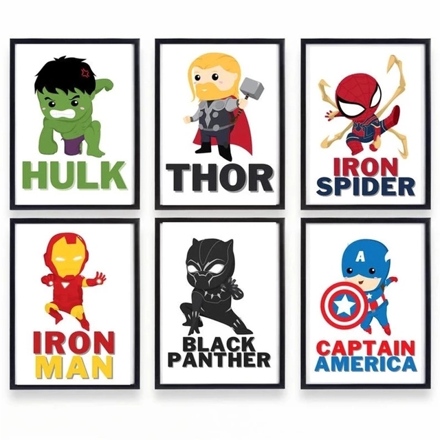 Obraz Marvel Cartoon Superhero Hulk Iron Man Kapitan Ameryka na płótnie dla dzieci - dekoracje ścienne do sypialni chłopców - Wianko - 3