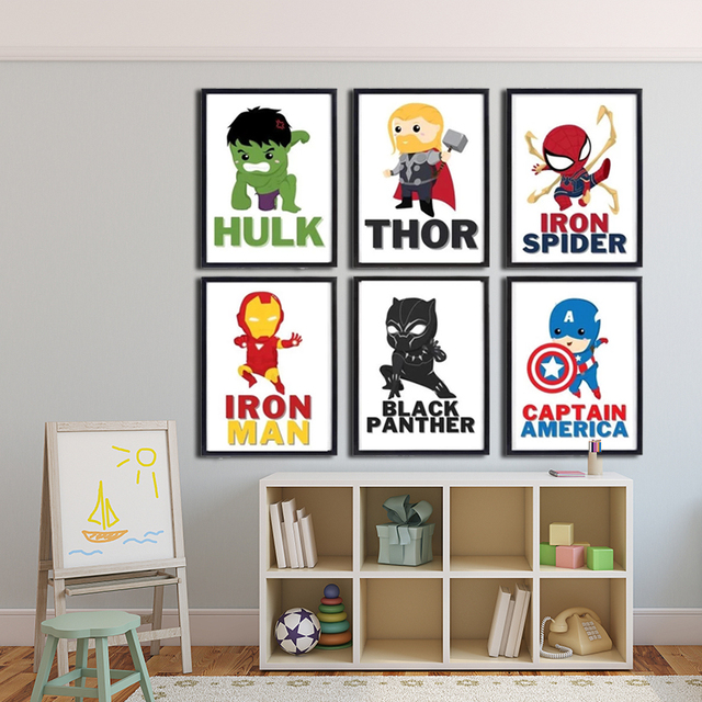 Obraz Marvel Cartoon Superhero Hulk Iron Man Kapitan Ameryka na płótnie dla dzieci - dekoracje ścienne do sypialni chłopców - Wianko - 6