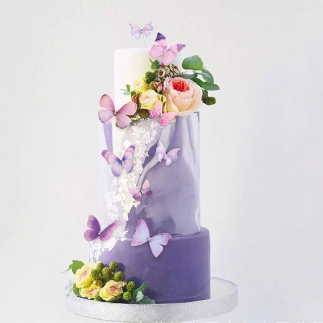 Fioletowy motyl rocznicowy - ozdoba tortu na walentynki i ślub, dekoracja do pieczenia ciasta - Wianko - 3