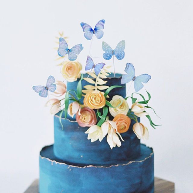 Fioletowy motyl rocznicowy - ozdoba tortu na walentynki i ślub, dekoracja do pieczenia ciasta - Wianko - 5