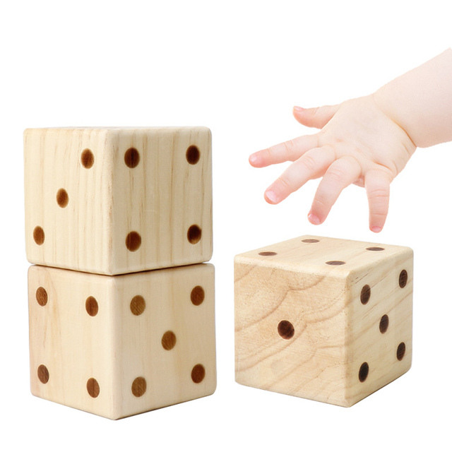 Duże drewniane kostki jednostronne z litego drewna - zabawka numerowa D6, 9cm/7cm - pomoce naukowe dla dzieci, gra planszowa - Wianko - 4