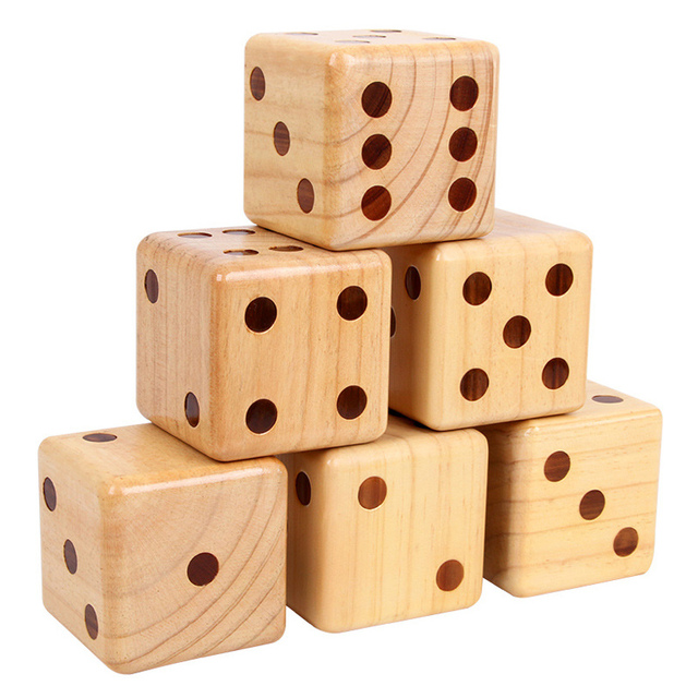 Duże drewniane kostki jednostronne z litego drewna - zabawka numerowa D6, 9cm/7cm - pomoce naukowe dla dzieci, gra planszowa - Wianko - 1