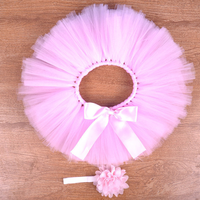Tiulowa spódniczka Tutu i kwiatowy pałąk dla noworodka - prezent urodzinowy dla dziewczynki - Wianko - 3