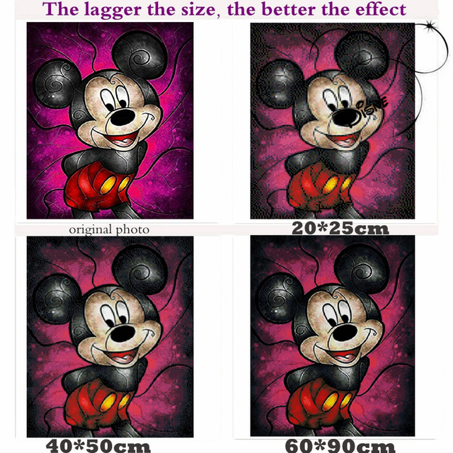 Myszka Miki - diamentowe malowidło 5D Disney - zestaw mozaiki Mickey, Donald - ręcznie wykonane krzyżykowymi ściegami - do dekoracji pokoju dziecięcego - Wianko - 10