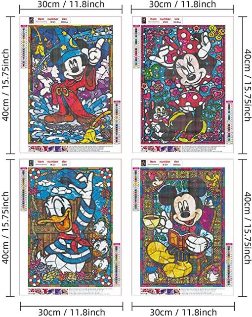 Myszka Miki - diamentowe malowidło 5D Disney - zestaw mozaiki Mickey, Donald - ręcznie wykonane krzyżykowymi ściegami - do dekoracji pokoju dziecięcego - Wianko - 11