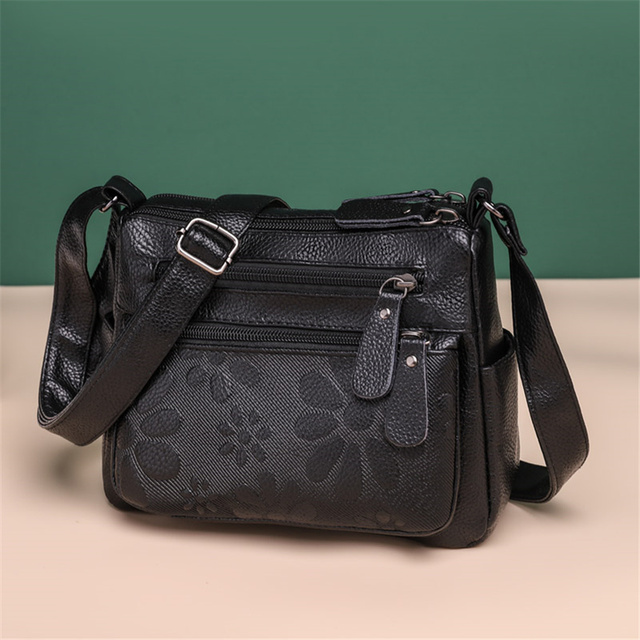 Nowa mała torebka żeńska, dwuwarstwowa, na ramię, z nadrukiem - Crossbody i multi-pocket Leather Messenger Sac Bolsa - Wianko - 4