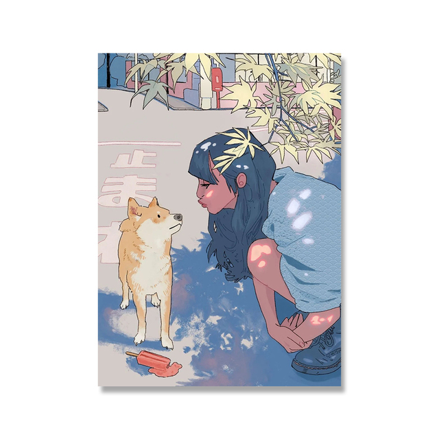 Obraz ścienny na płótnie - Cartoon Jaguar dziewczyna w wielu kolorach - japońska świątynia i sklep z ramenem - plakat i druk cieplarniany Mural - Wianko - 13