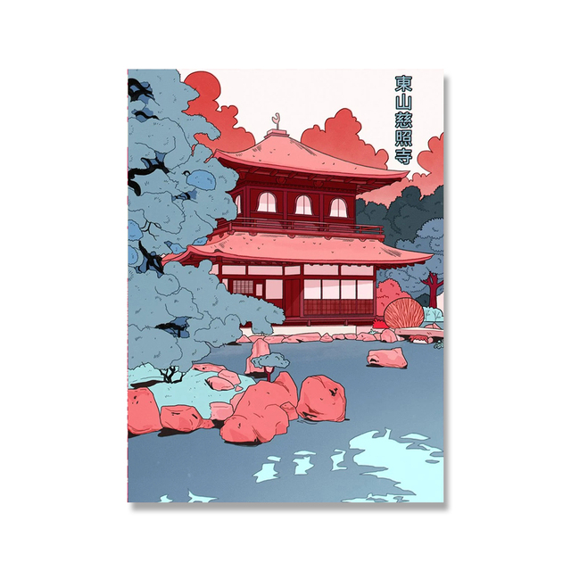 Obraz ścienny na płótnie - Cartoon Jaguar dziewczyna w wielu kolorach - japońska świątynia i sklep z ramenem - plakat i druk cieplarniany Mural - Wianko - 12