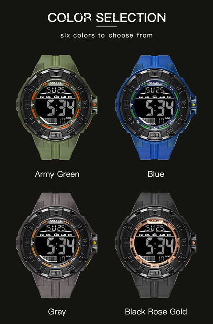 Zegarek męski LED cyfrowy S shock 1543 wojskowy z dużą tarczą, wodoodporny i luminous - Wianko - 2