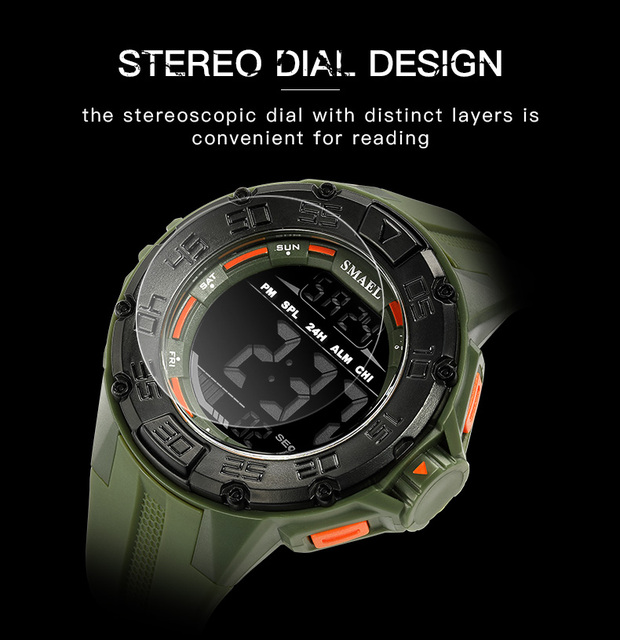 Zegarek męski LED cyfrowy S shock 1543 wojskowy z dużą tarczą, wodoodporny i luminous - Wianko - 5