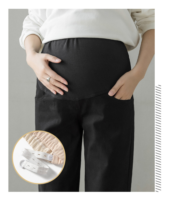 Dżinsy ciążowe z szerokimi nogawkami, loose fit, z wysokim stanem - Wianko - 22