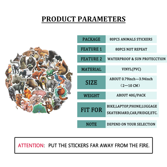10/80 sztuk/paczka Naklejki VSCO - mieszane style, śliczne akwarela ze zwierzętami, wodoodporne, do laptopa, bagażu, motocykla, roweru - zabawka dla dzieci - Wianko - 24