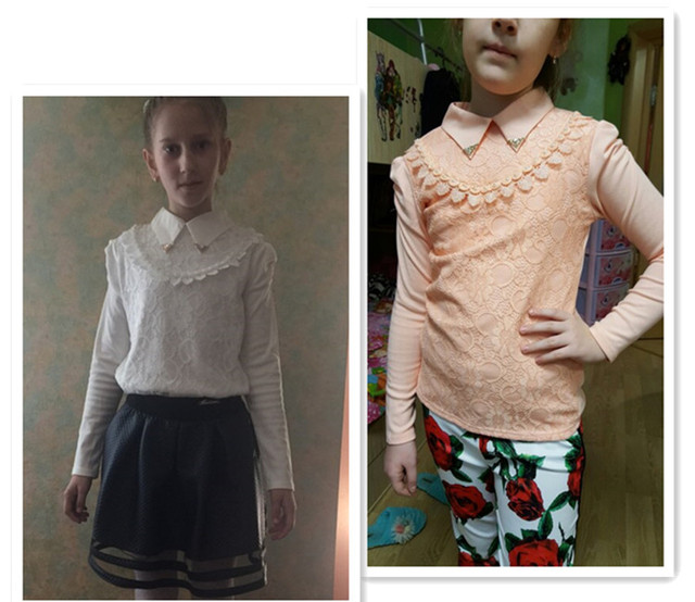 Nowa jesienno-zimowa koszula dla dziewczynki - różowa, gruba i ciepła; kołnierz na dół z koronką; bawełniane topy dla dzieci szkolnych - Wianko - 10