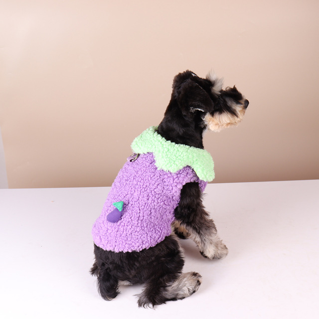 Płaszczyk zimowy dla małych i średnich psów - pluszowy SUPREPT, ciepły, śliczny, w kształcie marchewki i bakłażana - Wianko - 12