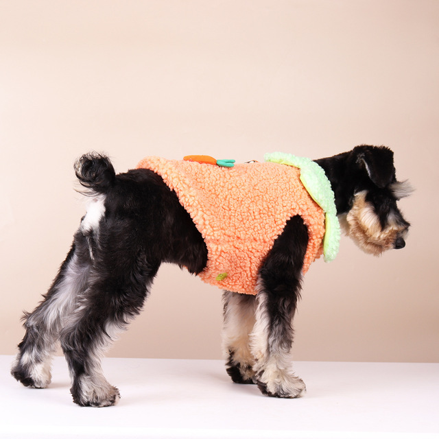 Płaszczyk zimowy dla małych i średnich psów - pluszowy SUPREPT, ciepły, śliczny, w kształcie marchewki i bakłażana - Wianko - 2