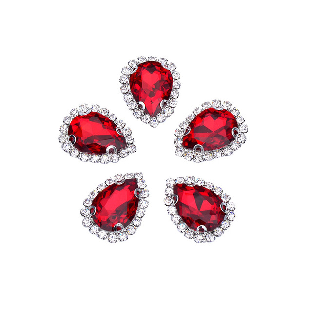 13*18mm JUNAO Red Drop Claw - dżety ze srebrnym mocowaniem do ustawienia ozdobnego kamienia szklanego koralika na biżuterię ślubną - Wianko - 17