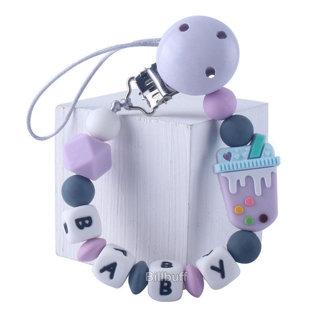Smoczek do łańcuszka samodzielnie personalizowany ręcznym różowym klipsem i uchwytem, ząbkowanie i gryzak dla niemowląt - Wianko - 5