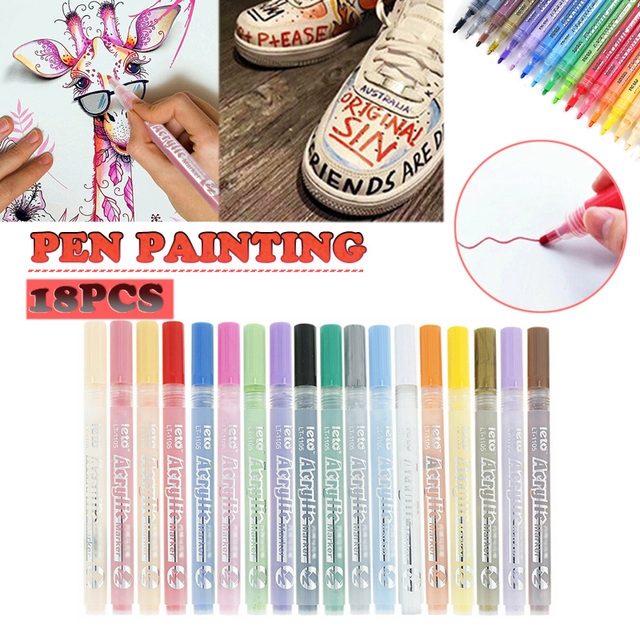Długopisy do malowania na szklanym płótnie - Flash Pigment, podwójna głowica, 18 kolorów - Wianko - 1