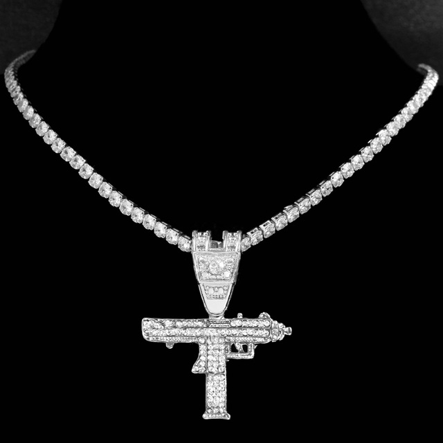 Naszyjnik kubański łańcuszkowy z wisiorkiem Hip Hop Iced Out UZI Gun dla mężczyzn i kobiet, 13mm szerokość naszyjnika, styl Miami Link Choker, biżuteria rockowa, prezenty - Wianko - 8