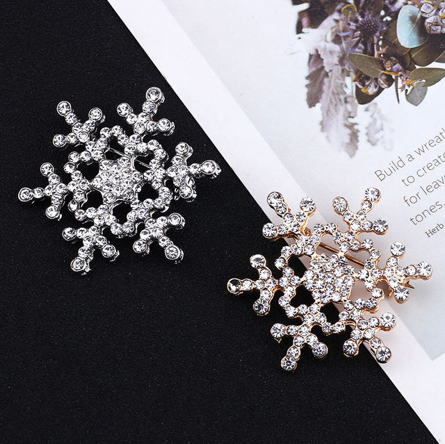 Luksusowa broszka z kryształami śnieżynka w kształcie złotego kwiatu - Wianko - 27