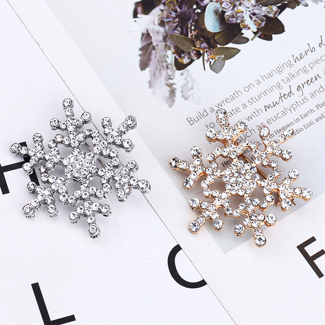 Luksusowa broszka z kryształami śnieżynka w kształcie złotego kwiatu - Wianko - 24