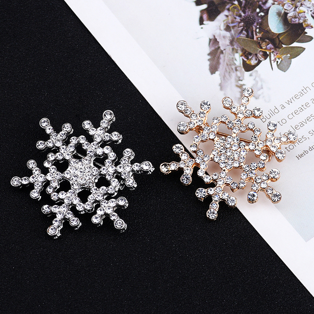 Luksusowa broszka z kryształami śnieżynka w kształcie złotego kwiatu - Wianko - 28